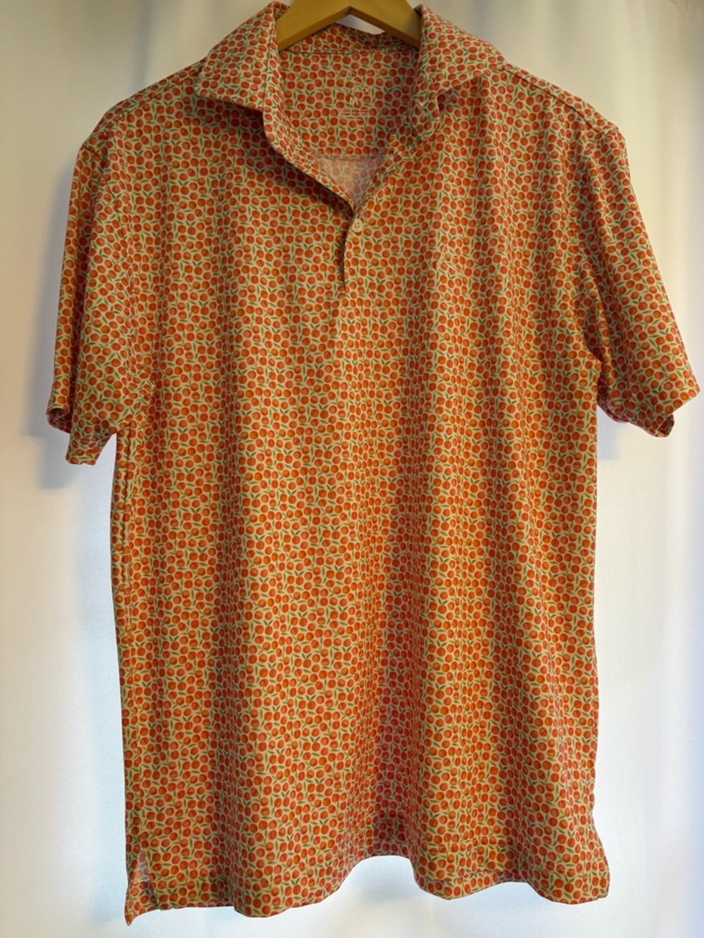 Rhoback Peach Printed Medium Short-Sleeve Polo